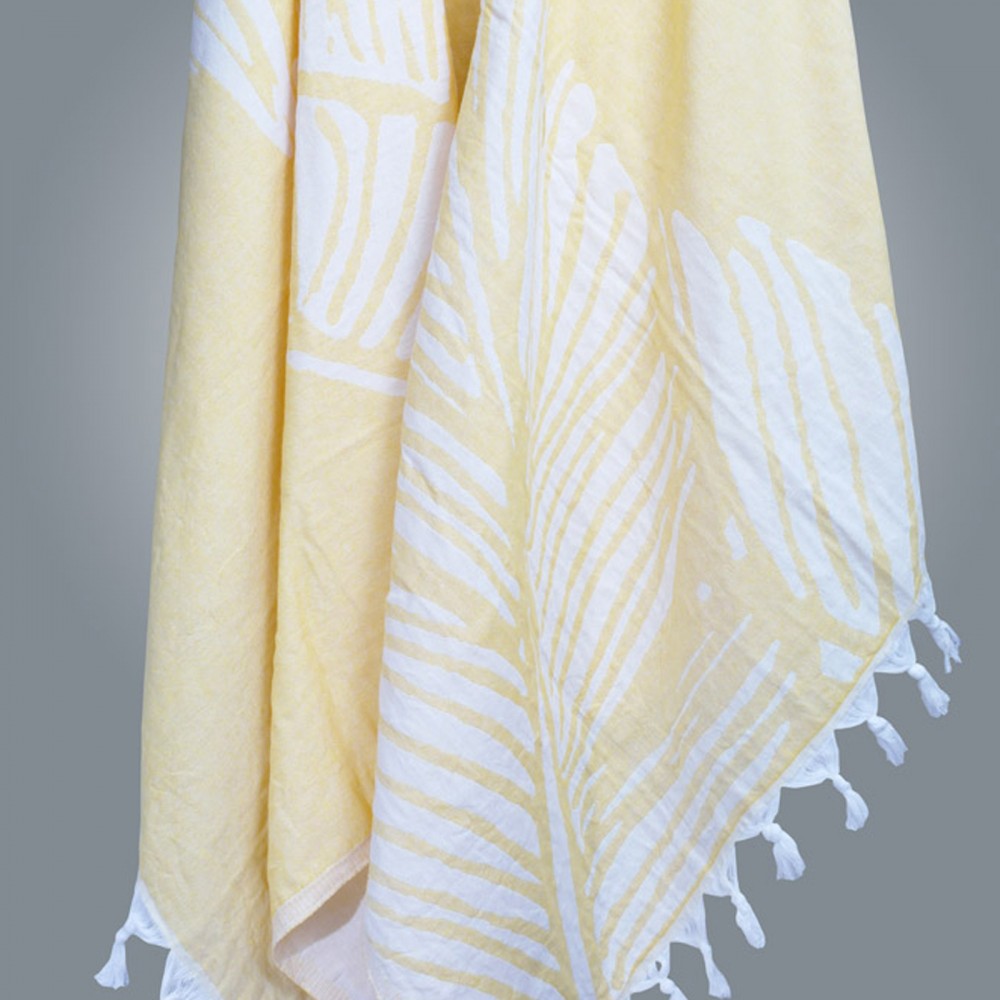 double gauze cotton peshtemal in Palm leaves pattern