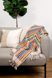 Terry Bath RAINBOW Towel with Curly Dotted Hued Lines