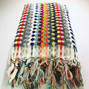 Terry Bath RAINBOW Towel with Curly Dotted Hued Lines