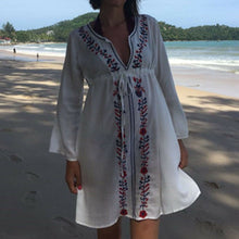 Load image into Gallery viewer, Turkish Beachwear Cover Up Embroidery Vintage Swimwear Loose Beach Dress SMALL
